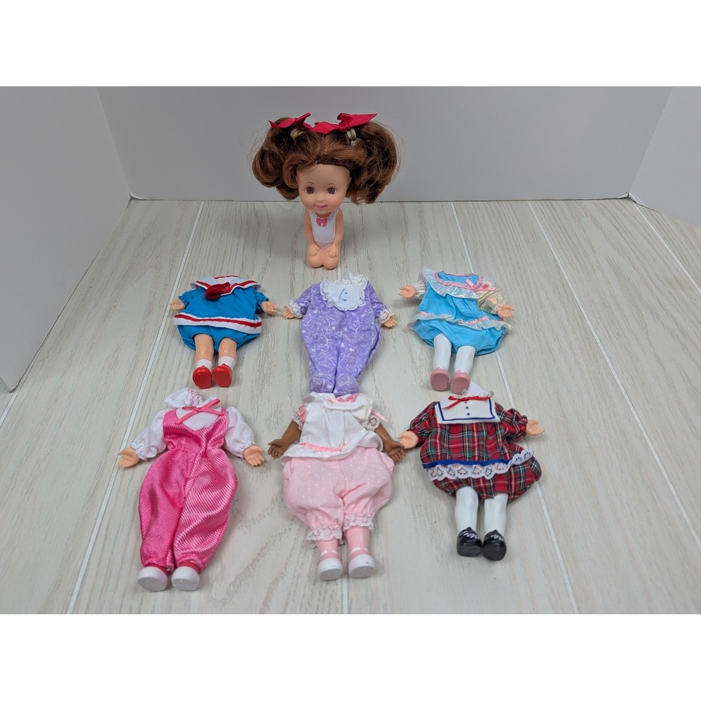 Playskool Sweetie Pops Doll Brown Hair Vintage 6 Outfits attached hands feet - Picture 2 of 13